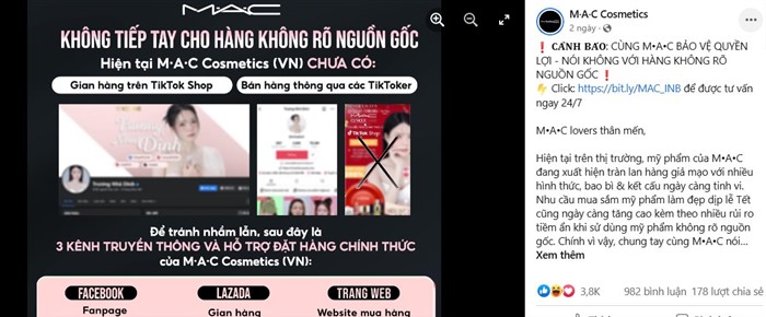 Mỹ phẩm Estée Lauder và MAC cảnh báo sản phẩm GIẢ tràn lan trên TikTokShop, được bán qua KOL nổi tiếng hàng triệu followers