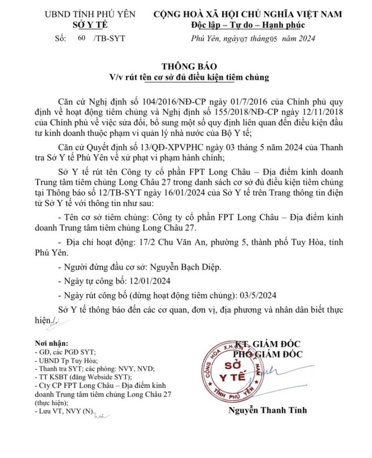 Từ vi phạm tại Trung tâm tiêm chủng Long Châu: Cần kiểm tra giám sát chặt chẽ