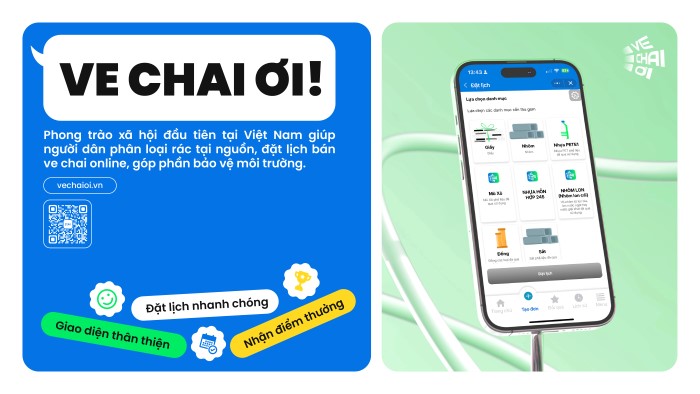 Ve Chai Ơi! – Ứng dụng phân loại và thu gom rác tái chế tiên phong tại TPHCM chính thức ra mắt